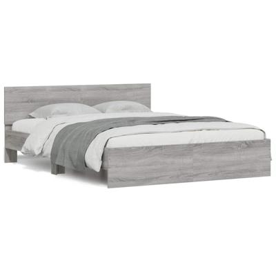 Bedframe met hoofdeinde en LED grijs sonoma eiken 150x200 cm