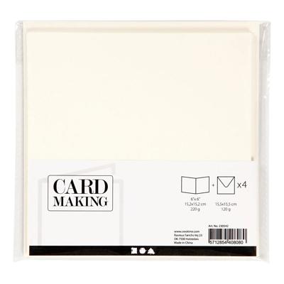 Creativ Company Kaarten en enveloppen off-white, 4st.