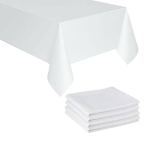 Tafelkleed/tafellaken - 4x - wit - 180 x 300 cm - polyester - Bruiloft tafelkleden