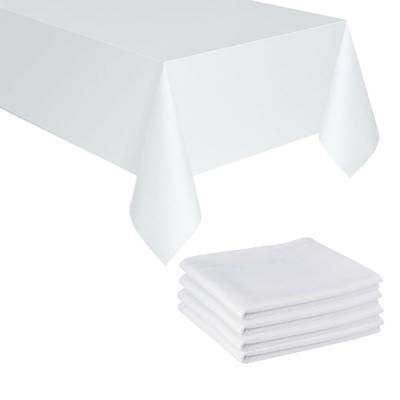 Tafelkleed/tafellaken - 4x - wit - 180 x 300 cm - polyester - Bruiloft tafelkleden