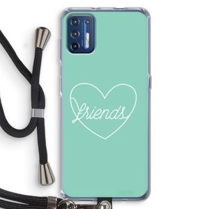 Friends heart pastel: Motorola Moto G9 Plus Transparant Hoesje met koord