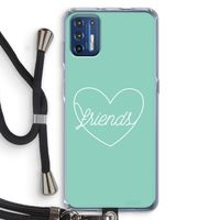 Friends heart pastel: Motorola Moto G9 Plus Transparant Hoesje met koord