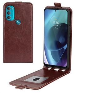 Motorola Moto G71 5G Verticale Flip Case met Kaarthouder - Bruin