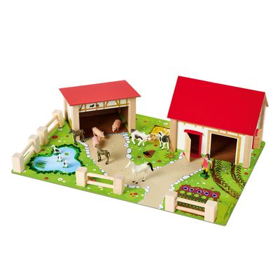 Eichhorn houten boerderij met accessoires 20dlg.