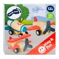 Small Foot houten pull-back vliegtuigen, set van 3 Small Foot houten pull-back vliegtuigen, set van 3