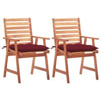 Tuinstoelen 2 st met kussens massief acaciahout
