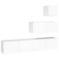 The Living Store - TV-meubelset - Wit - 30.5 x 30 x 30 cm / 80 x 30 x 30 cm (B x D x H) - Duurzaam hout