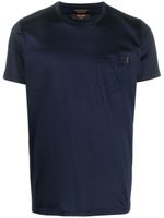 Moorer satin crew-neck cotton T-shirt - Bleu - thumbnail