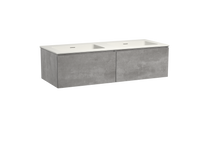 Storke Edge zwevend badmeubel 130 x 52 cm beton donkergrijs met Mata dubbele wastafel in mat witte solid surface