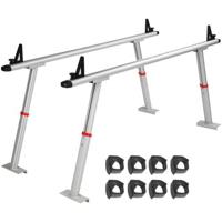 VEVOR vrachtwagenrek, capaciteit 363 kg, hoogteverstelbaar van 43-75 cm, 2-delige aluminium ladderdrager met 8 niet-borende C-klemmen, vrachtwagenbeddrager voor kajak, surfplank, hout en ladder