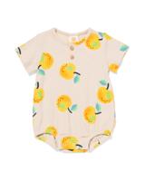 HEMA Newborn Romper Rib Katoen Met Stretch Citroenen Ecru (ecru)