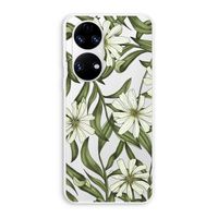 Wit bloemenpatroon: Huawei P50 Transparant Hoesje