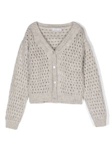 Monnalisa cardigan en maille ajourée à manches longues - Gris