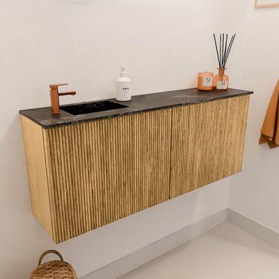 Toiletmeubel Mondiaz Joya Dlux | 100 cm | Meubelkleur Oak | Faye wastafel Lava Wasbak Links | 1 kraangat