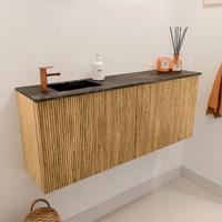 Toiletmeubel Mondiaz Joya Dlux | 100 cm | Meubelkleur Oak | Faye wastafel Lava Wasbak Links | 1 kraangat
