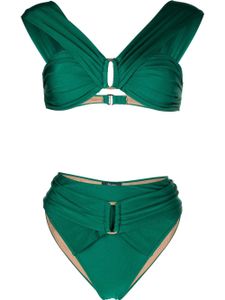 Noire Swimwear bikini froncé à épaules dénudées - Vert