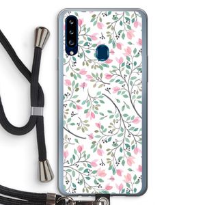 Sierlijke bloemen: Samsung Galaxy A20s Transparant Hoesje met koord