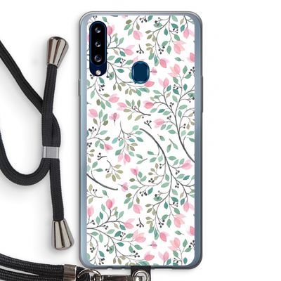 Sierlijke bloemen: Samsung Galaxy A20s Transparant Hoesje met koord