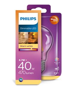 Philips LED E27 lamp 40-6,7 Watt Philips warmglow filament DIM