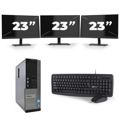 Dell Optiplex 3010 SFF - Intel Core i3-3e Generatie - 8GB RAM - 256GB SSD - Windows 10 + 3x 23 inch Monitor