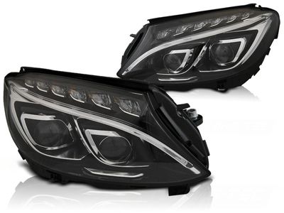 Tuning-Tec Koplampen MERCEDES W205 14-18 ZWART LED DRL