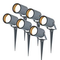 Set van 6 Spikey LED prikspots - GU10 4 Watt 345 Lumen - Dimbaar - Kantelbaar - 4000K neutraal wit - IP64 Waterdicht - Antraciet - Tuinspots - Pinspots