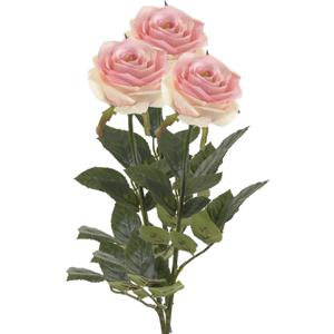 Kunstbloem roos Simone - 3x - roze - 73 cm - decoratie bloemen