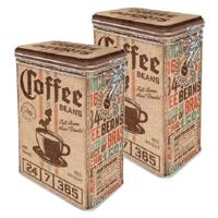 Nostalgic Art Koffie bewaarblik  - 2x - Metalen - luchtdicht - 1300 ml - nostalgische uitstraling
