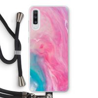 Roze explosie: Samsung Galaxy A70 Transparant Hoesje met koord