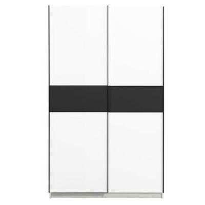 Schuifdeurkast Genua - wit/antraciet - 204x122x60 cm - Leen Bakker