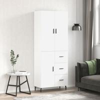 Hoge kast 69,5x34x180 cm bewerkt hout wit