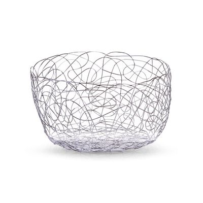 Fruitschaal/fruitmand rond zilver metaal 22 cm