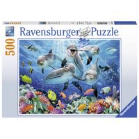 Ravensburger puzzel dolfijnen in het koraalrif - 500 stukjes - thumbnail