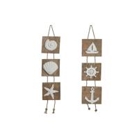 Ophangdecoratie Home ESPRIT Wit Natuurlijk Mediterrane 15,5 x 4 x 80 cm (2 Stuks)