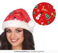 Rode Kerstmuts met Kerstsymbolen