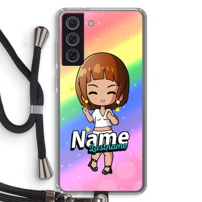 Chibi Maker vrouw: Samsung Galaxy S21 FE Transparant Hoesje met koord