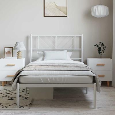 Bedframe met hoofdbord metaal wit 100x190 cm