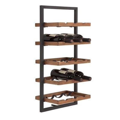 Wandplank Winemate E (15 flessen) | Hout Metaal | Teak | Lichtbruin Zwart Wandplank Winemate E (15 flessen) | Hout Metaal | Teak | Lichtbruin Zwart