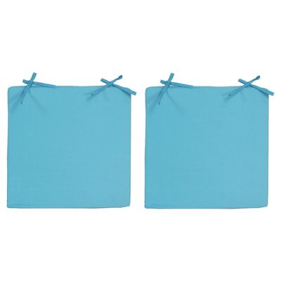 2x Stoelkussens voor binnen en buiten in de kleur lichtblauw 40 x 40 cm Tuinkussens voor buitenstoel