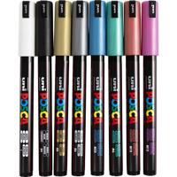 Uni-Posca Posca marker, afm pc-1mr, lijndikte 0,7 mm, extra-fijn, metallic kleuren, 8 div/ 1 doos