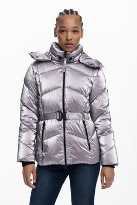 Metallic gewatteerde jas - RED - S