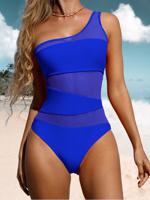 Sexy Plain One Shoulder One-Piece Swimsuit