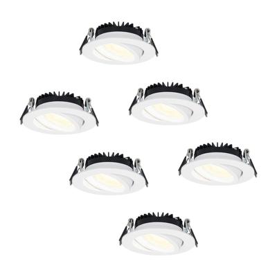 Set van 6 Rome LED inbouwspots - Kantelbaar - IP44 waterdicht - 6 Watt 500 lumen - 2700K warm wit - Lage inbouwdiepte 27mm - Dimbaar - Rond - Wit - Voor binnen en buiten