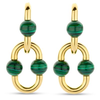 TI SENTO-Milano 7915MA Oorhangers zilver goudkleurig-malachietgroen 17 x 38 mm