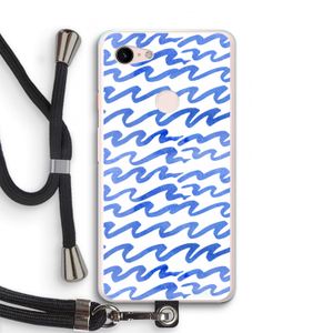 Blauwe golven: Pixel 3 XL Transparant Hoesje met koord