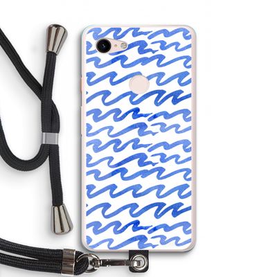 Blauwe golven: Pixel 3 XL Transparant Hoesje met koord