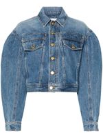 Ulla Johnson veste crop en jean à manches bouffantes - Bleu