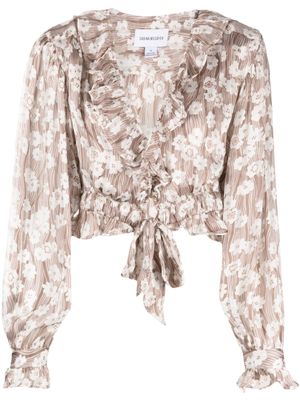 Sabina Musayev blouse crop à fleurs - Marron