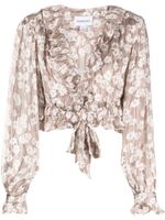 Sabina Musayev blouse crop à fleurs - Marron