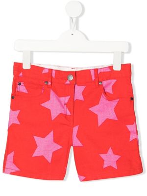 Stella McCartney Kids short en jean à étoiles imprimées - Rouge